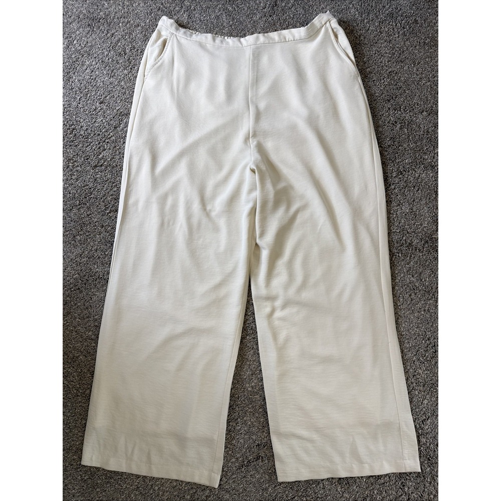 Crown &‎ Ivy Women's Dress Pants Wide Leg Cream Size XL